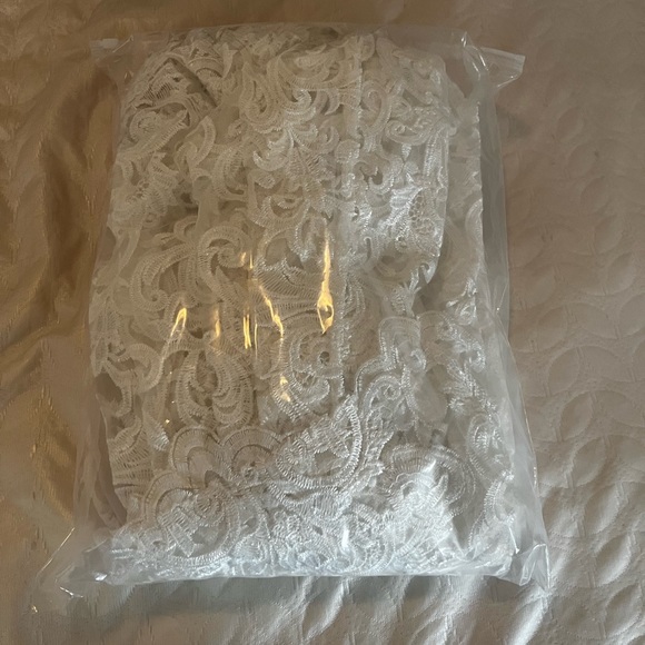 Elegant & exquisite lace mermaid dress with plunging
v neckline & faux pearls. - Picture 15 of 15